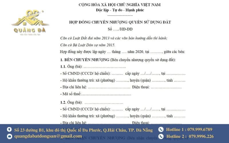 Hợp đồng chuyển nhượng đất