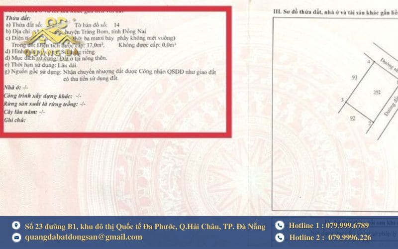 Thông tin về thửa đất